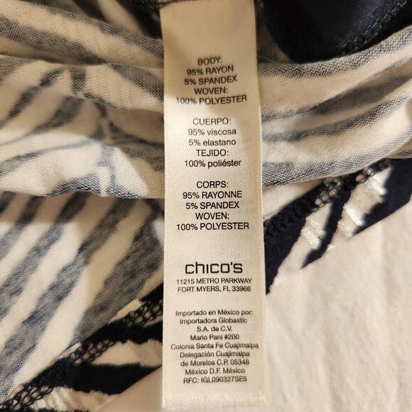 Chico's Women's Size 1/8-10 Black & White Zebra Stripe Long Sleeve Layered Top - Picture 15 of 15